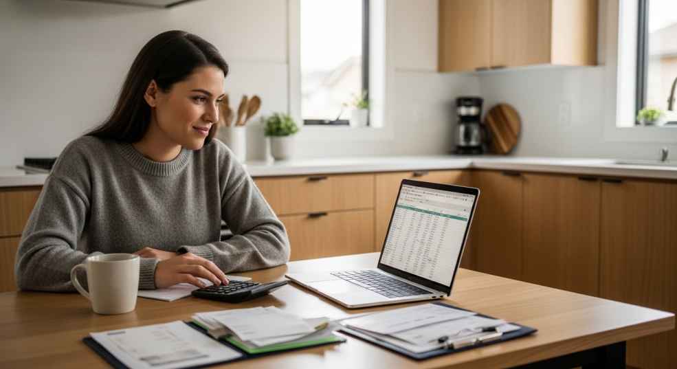 Canadian checking bills and reviewing finances