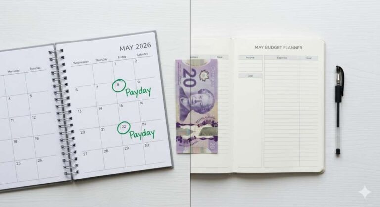 Bi-Weekly vs. Monthly Budgeting in Canada: Which Method Saves More Money? Bi-weekly vs monthly budgeting Canada comparison with calendar and planner