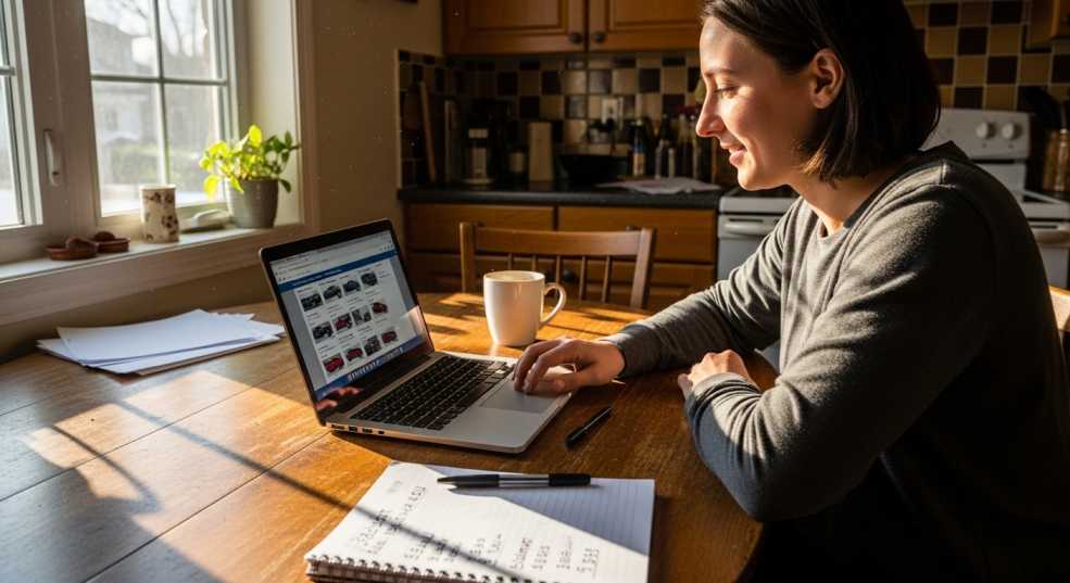 Person using laptop to research used car prices on AutoTrader Canada