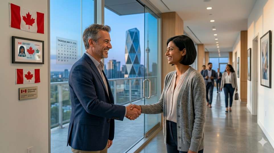 Tenant shaking hands with landlord after successful rent negotiation in Canada